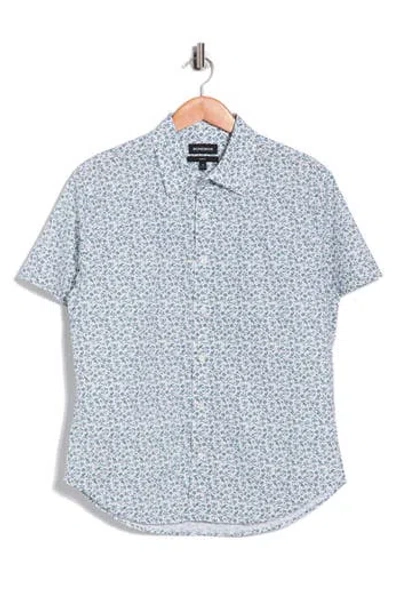 Bonobos Kenria Floral Slim Fit Short Sleeve Stretch Cotton Button-up Shirt In Blue