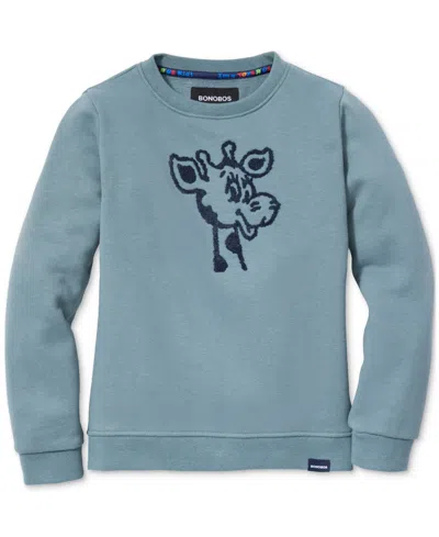 Bonobos Kids Geoffrey Long Sleeve Crewneck Graphic Sweatshirt In Goblin Blue