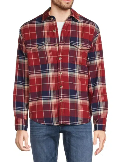 Bonobos Men's Faux Shearling Lined Plaid Flannel Overshirt In Alford Red Multi