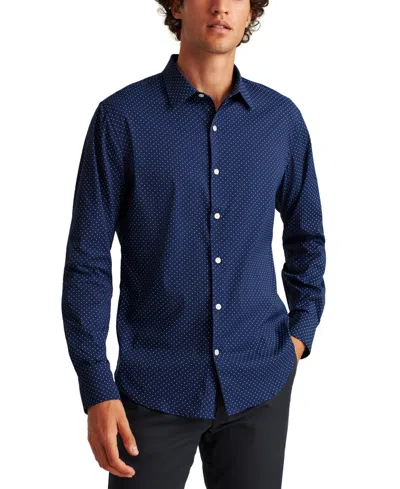 Bonobos Men's Slim Fit Long Sleeve Dot Print Button-front Tech Shirt In Deep Blue Bay Dot
