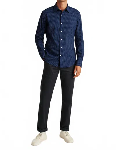 Bonobos Men's Slim Fit Long Sleeve Dot Print Button Front Tech Shirt In Deep Blue Bay Dot
