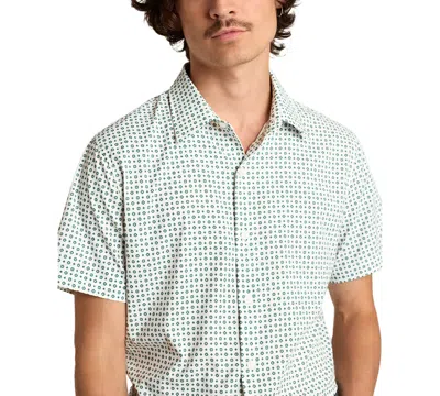 Bonobos Men's Slim Fit Short Sleeve Geo Print Button-front Tech Shirt In White Clocks