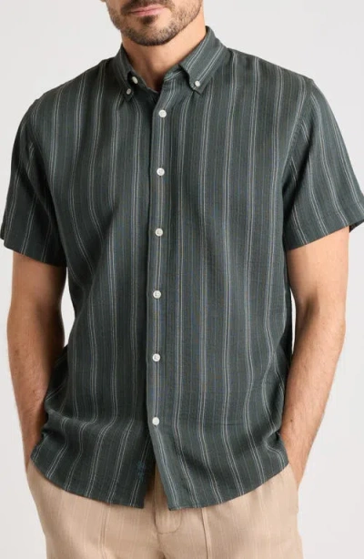 Bonobos Montauk Slim Fit Striped Short Sleeve Shirt In Gray
