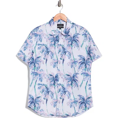 Bonobos Paradisp Palms Slim Fit Short Sleeve Stretch Cotton Button-up Shirt In Blue