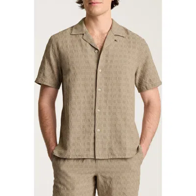 Bonobos Resort Riviera Checkered Cotton & Linen Camp Shirt In Powell Stripe Texture C20