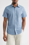 Bonobos Riviera Point Collar French Placket Short Sleeve Button-up Shirt In Blue