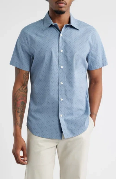 Bonobos Riviera Point Collar French Placket Short Sleeve Button-up Shirt In Blue