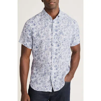 Bonobos Riviera Slim Fit Floral Short Sleeve Linen Button-down Shirt In White