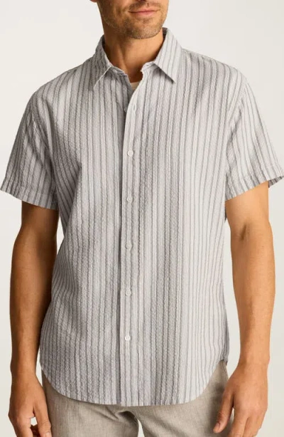 Bonobos Riviera Slim Fit Stripe Short Sleeve Seersucker Button-up Shirt In Gray