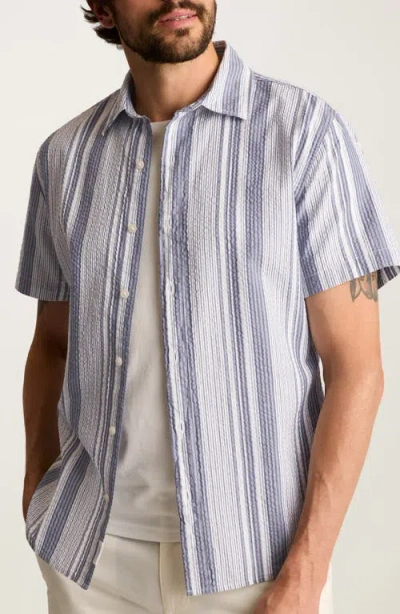 Bonobos Riviera Slim Fit Stripe Short Sleeve Seersucker Button-up Shirt In Blue