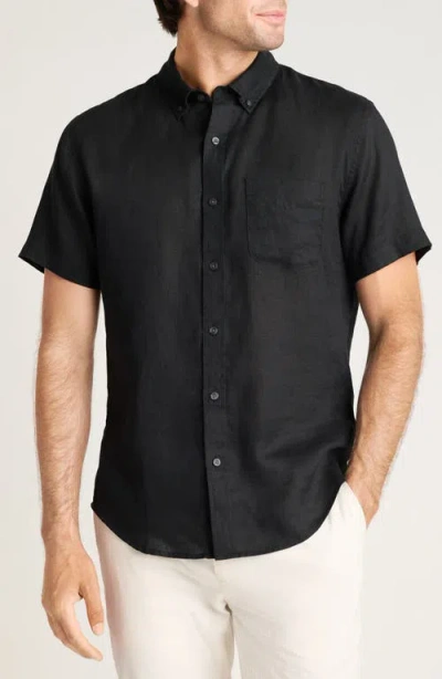Bonobos Slim Fit Linen Short Sleeve Shirt In Black