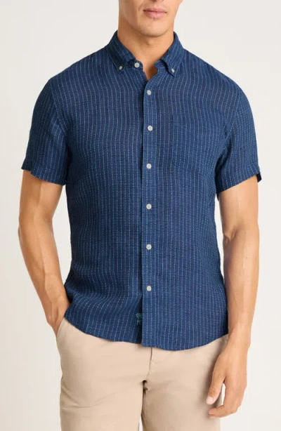 Bonobos Slim Fit Striped Linen Shirt In Blue
