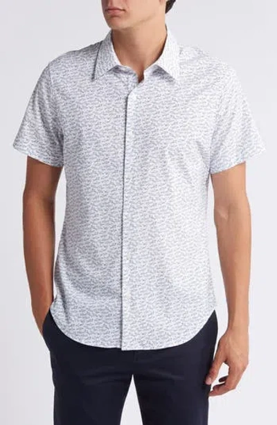 Bonobos Tech Shark Print Short Sleeve Performance Button-up Shirt In Shark Party V4 C25