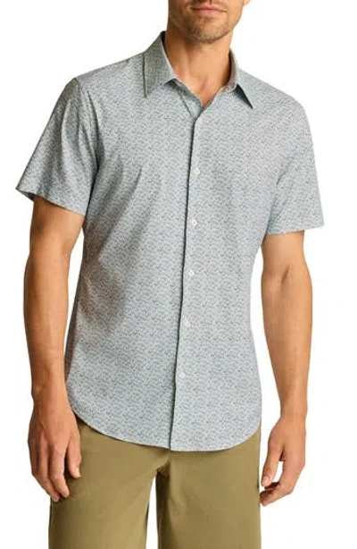 Bonobos Tech Slim Fit Palm Print Short Sleeve Button-up Shirt In Gray