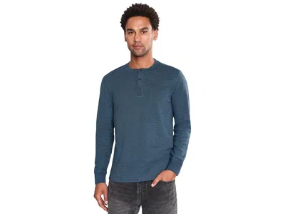 Bonobos Waffle Henley Men's T Shirt Blue Feeder Stripe: Sm, Cotton