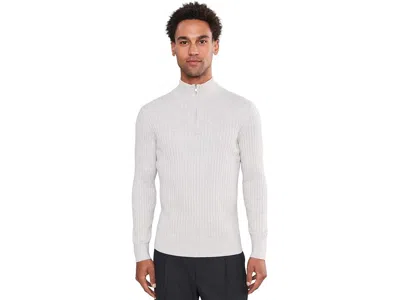 Bonobos Washable Cotton Cashmere Ribbed Quarter Zip Men's Sweater Light Grey: Md, Cashmere/cotton In Gray