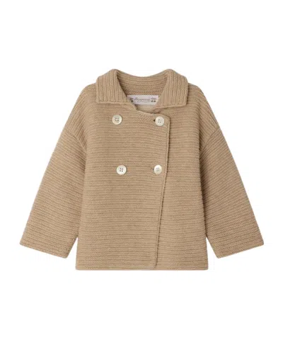 Bonpoint Kids' Aalya Reversible Knit Jacket In Brown