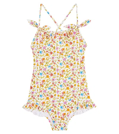 Bonpoint Kids' Abbie Floral Swimsuit In Multicoloured