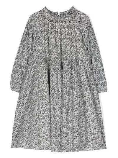 Bonpoint Kids' Abstract-print Flared Dress In Blue