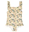 Bonpoint Teen Girls Ivory Floral Bathing Suit In Fl Craie