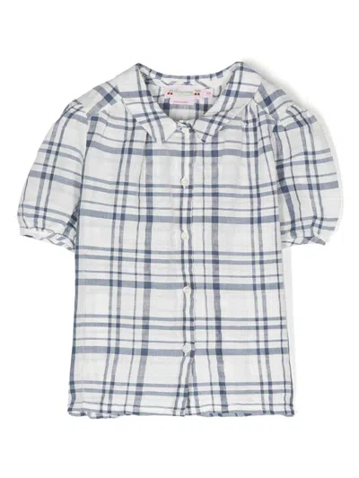 Bonpoint Kids' Adele Plaid-print Blouse In White