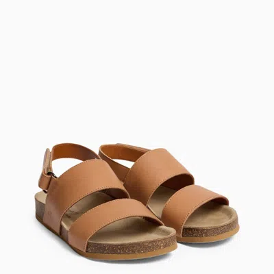 Bonpoint Agostino Beige Leather Sandals In Brown