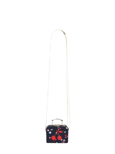 Bonpoint Aimane Cherry Print Structured Mini Suitcase Handbag For Girls In Multicolored Flowers