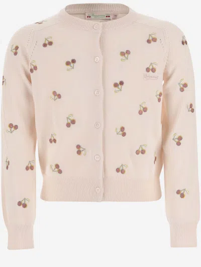 Bonpoint Kids' Aizoon Cotton Cardigan In Pink