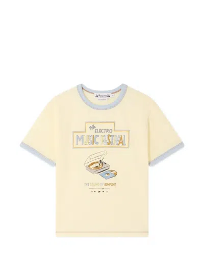 Bonpoint Kids' Akiva Graphic-print Ringer T-shirt In Yellow