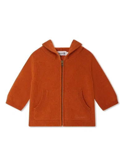 Bonpoint Babies' Alexandros Hooded Cardigan In Orange