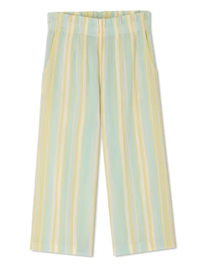Bonpoint Kids' Aloise Striped Cotton Trousers In Blue