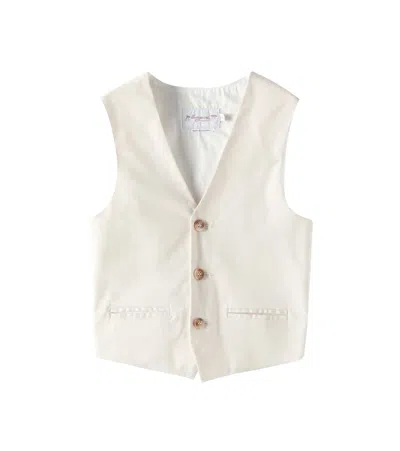 Bonpoint Kids' Angus Striped Cotton-blend Vest In Beige
