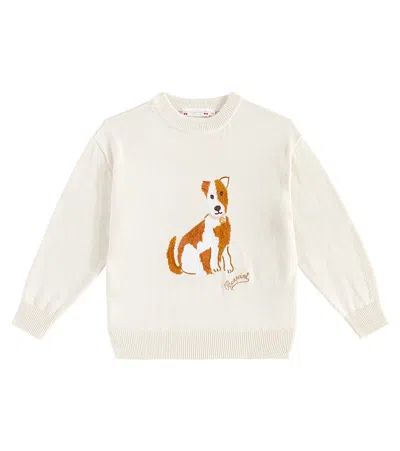 Bonpoint Kids' Anumati Pointelle Wool And Cotton Sweater In White