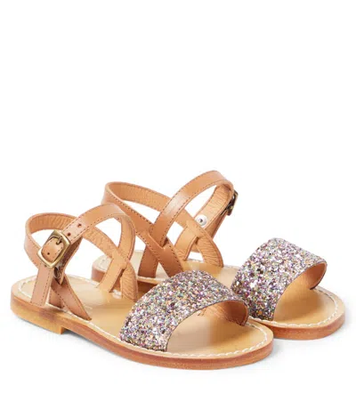 Bonpoint Kids' Apis Glitter Leather Sandals In Brown