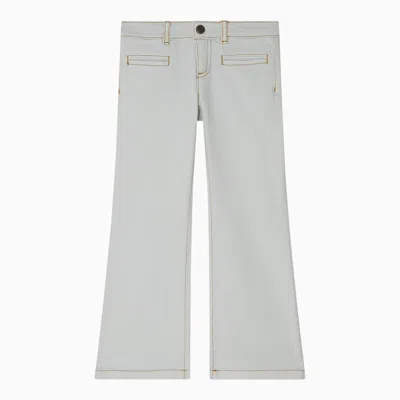 Bonpoint Aqua Blue Denim Flared Jeans In Light Blue