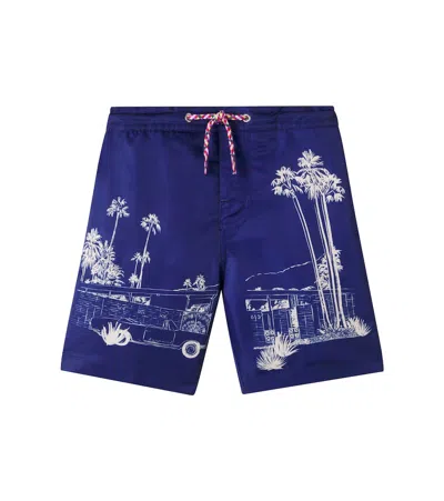 Bonpoint Kids' Ariel Printed Swim Trunks In Blue