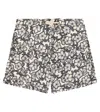 Bonpoint Ariel Printed Swim Trunks In Fleurs Noir