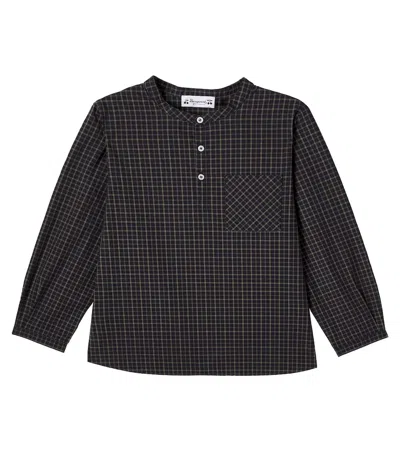 Bonpoint Kids' Artiste Checked Cotton Poplin Shirt In Black