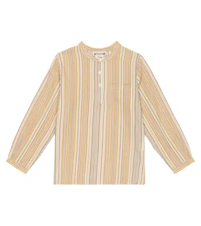 Bonpoint Teen Boys Yellow Cotton Striped Shirt