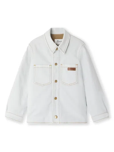 Bonpoint Kids' Aurele Logo-patch Denim Shirt In Blue