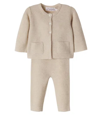 Bonpoint Kids' Baby Aries Cashmere Cardigan And Leggings Set In Neutral