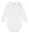 Bonpoint Baby Cygne Embroidered Cotton Bodysuit In White