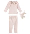Bonpoint Baby Daisie Top, Pants, And Toy Set In Pink