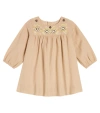 BONPOINT BABY DIPIKI EMBROIDERED WOOL AND COTTON DRESS