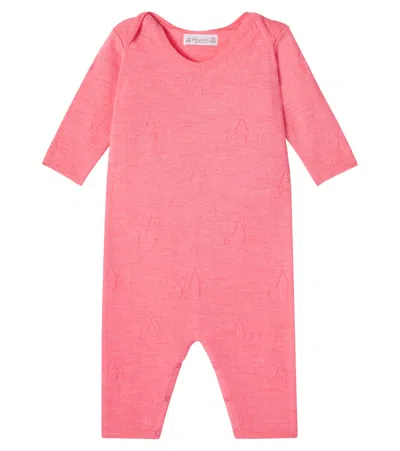 Bonpoint Baby Elin Wool Cardigan And Leggings Set In Pink
