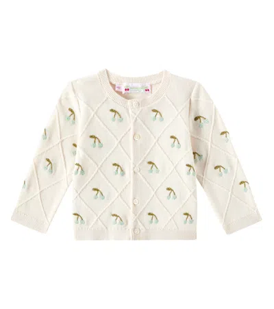 Bonpoint Baby Fayana Embroidered Cotton Cardigan In Upb Ivoire