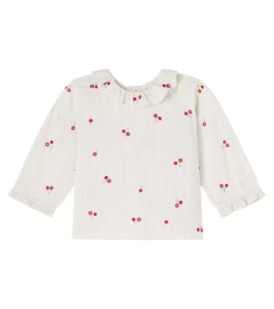 Bonpoint Kids' Baby Ganiti Embroidered Cotton Blouse In White