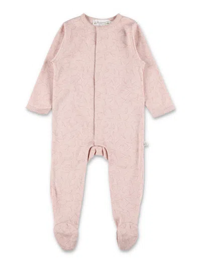 Bonpoint Baby Girl Footed Pajamas In Organic Cotton With Cherry Print In Pink