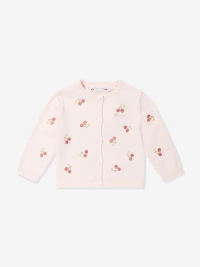Bonpoint Babies' Girls Pale Pink Cotton Cherry Cardigan