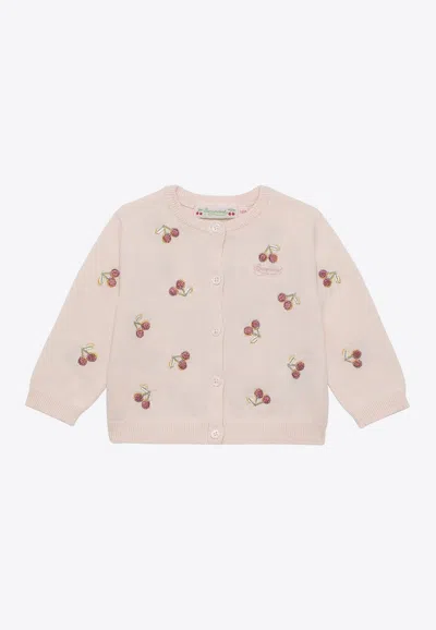 BONPOINT BABY GIRLS CLAUDIE CHERRY EMBROIDERED CARDIGAN